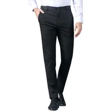 TFETTERS Summer 2019 Men's Fashion Business Casual Long Pants Suit Pants Male Elastic Straight Formal Trousers Plus Size 28-38