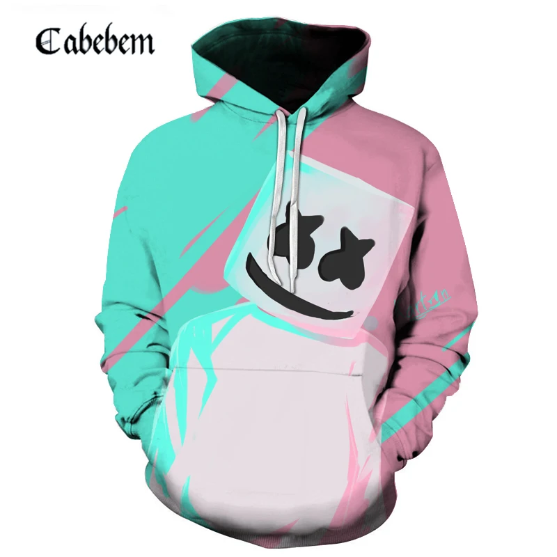 جديد الخريف 3D المطبوعة الخطمي DJ هوديي الرجال عارضة الأزياء الشارع الشهير الهيب هوب هوديي البلوز 2019 الساخن الرجال الملابس