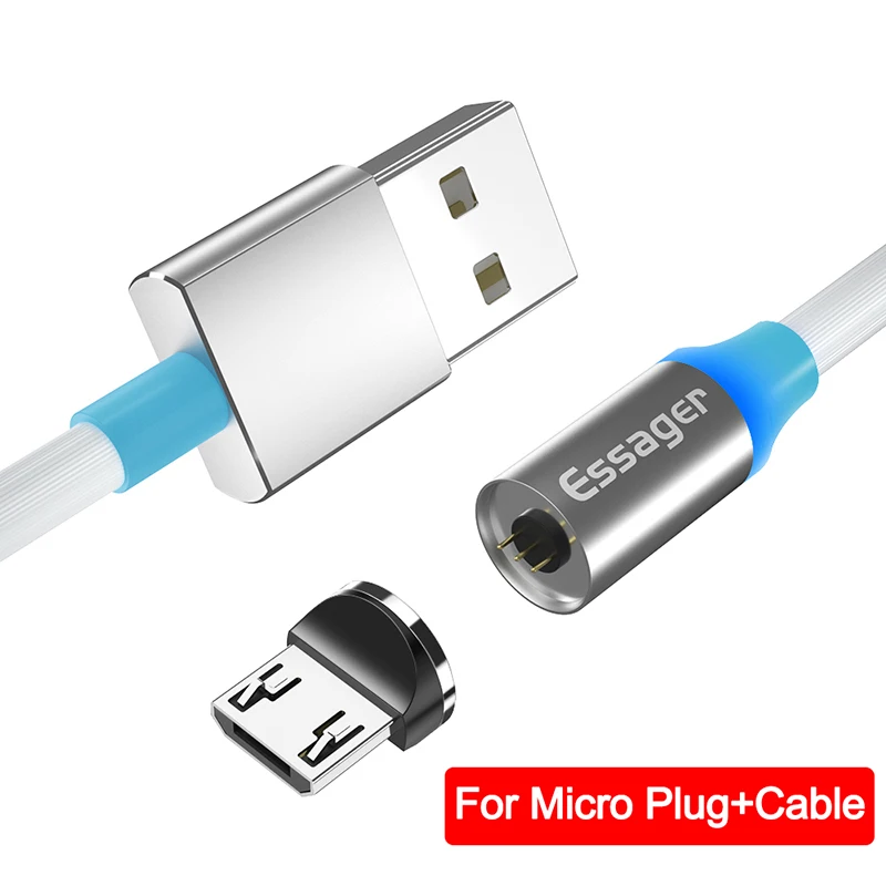 Магнитный usb-кабель Essager для iPhone, Магнитный зарядный шнур type C mi cro, usb-кабель для Xiaomi mi 9 8 samsung S10 S9 S8 S7 - Цвет: White Micro Cable
