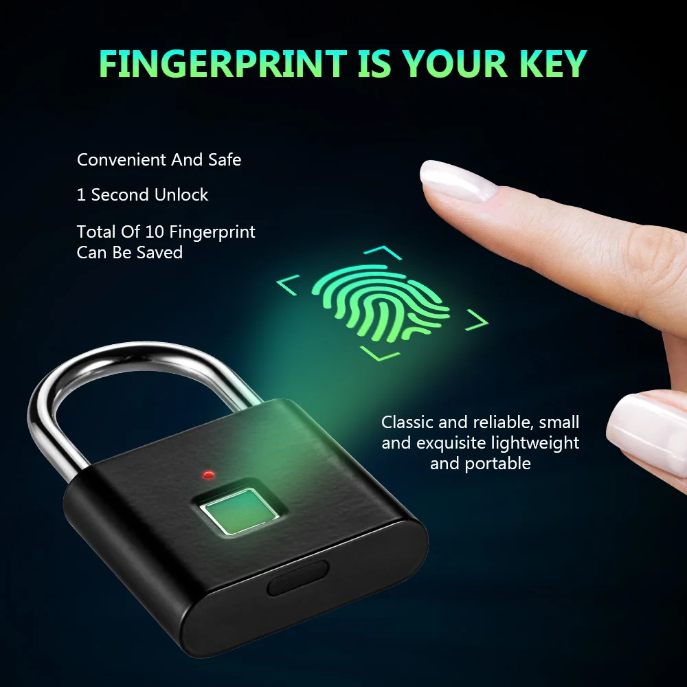 

KERUI Smart Keyless USB Rechargeable Anti-Theft Security Padlock Door Luggage Lock Fingerprint Electric Lock