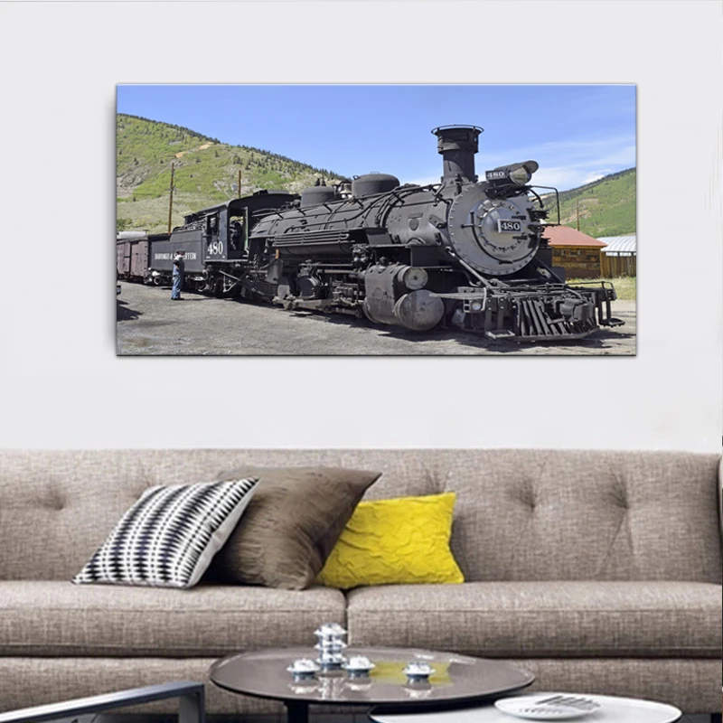

Large size Canvas Printed Fall Railways Train Poster Home Decor For Living Room Modular Picture Wall Art Painting Modern Art