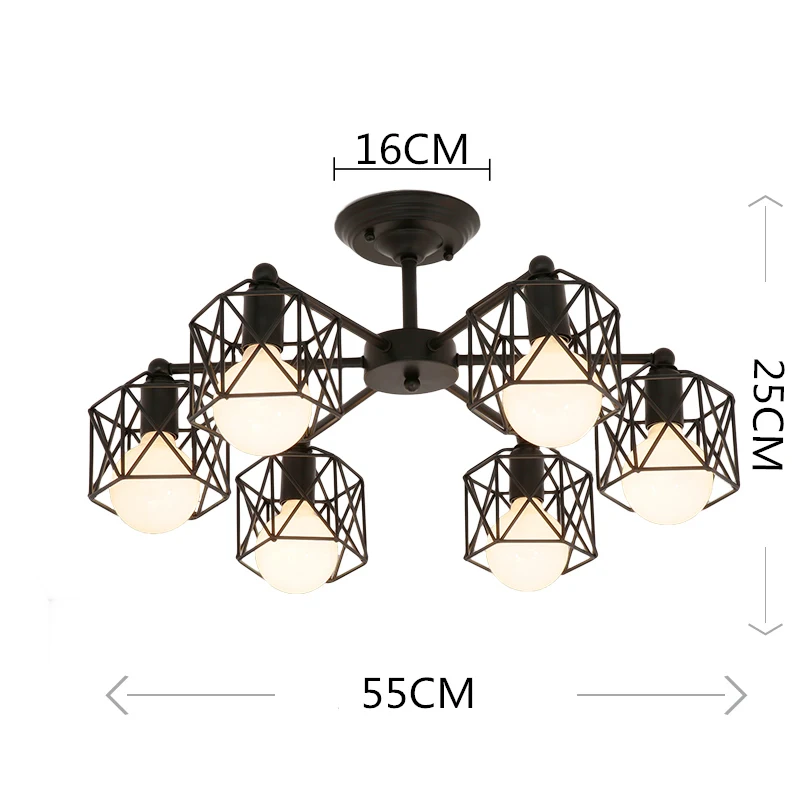 Винтажные люстры с несколькими стержнями из кованого железа, потолочный светильник E27, лампа для гостиной, лампы для домашнего освещения - Цвет абажура: 1836-6light
