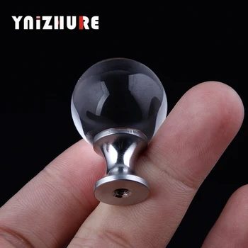 YNIZHURE 25mm Transparent Smooth Crystal Glass MINI Small Handle Furniture Jewelry Box Knob Drawer Cabinets Furniture Kitchen