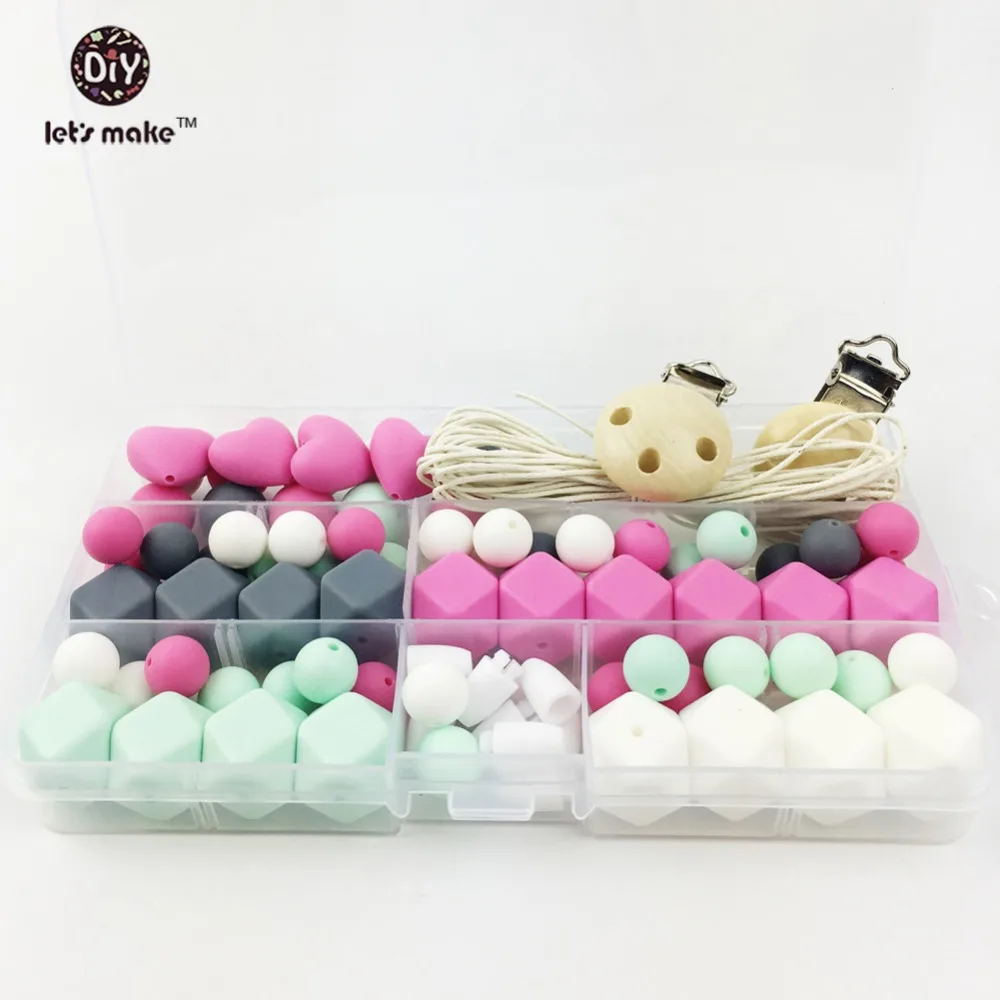 

Let's Make Silicone Beads Pacifier Clip Eco Baby DiyTeething Beads Set Nursing DIY Chew Jewelry Silicone Baby Necklace