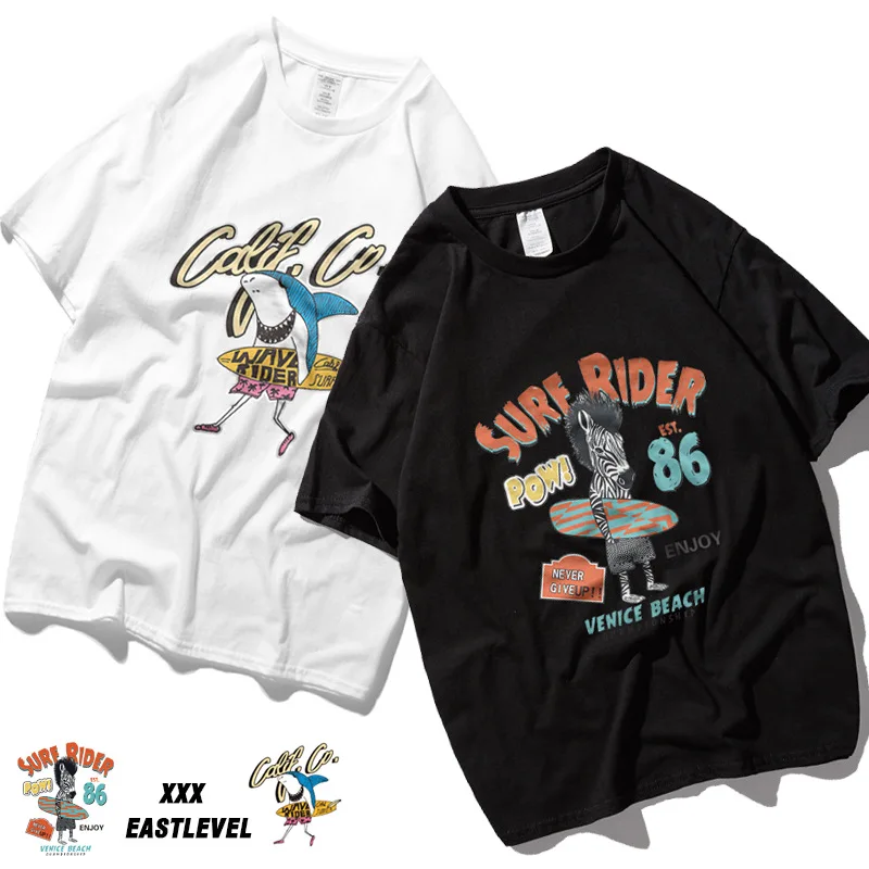

2019 hip hop Cartoon zebra tshirt Men Boy Girls T-shirts 100% Pure Cotton Fashion Solid Slim Fit Crew Neck Simple Top