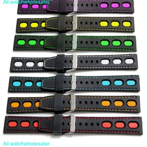 22mm Sport BlackWith Orange Silicone Ladies Watch Band Straps WB1023B22JB