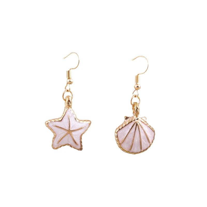 

Cute Asymmetry Shell Earrings for Women Dangle Drop Earrings Sea Star Shell Earrings Fashion Scallop Jewelry Gifts for Women
