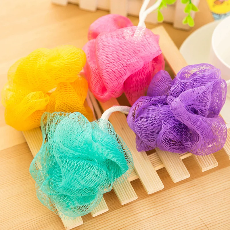 Murah 1 PC Mandi Bola Bathtub Scrubber Shower Tubuh Cleaning Mesh Nylon Sponge Kaya Gelembung Tubuh Loofah Pijat Shower Scrubber Secara Acak