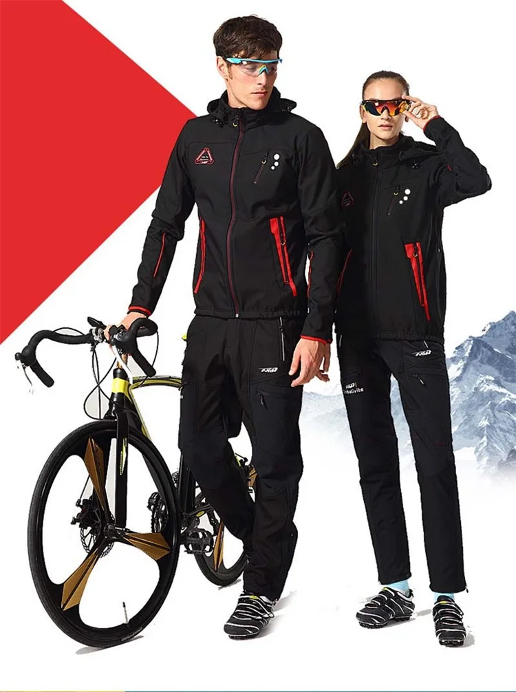 2019 Winter Womens Cycling Jersey Set Thermal Fleece MTB Bike Shirt Pants Suit 