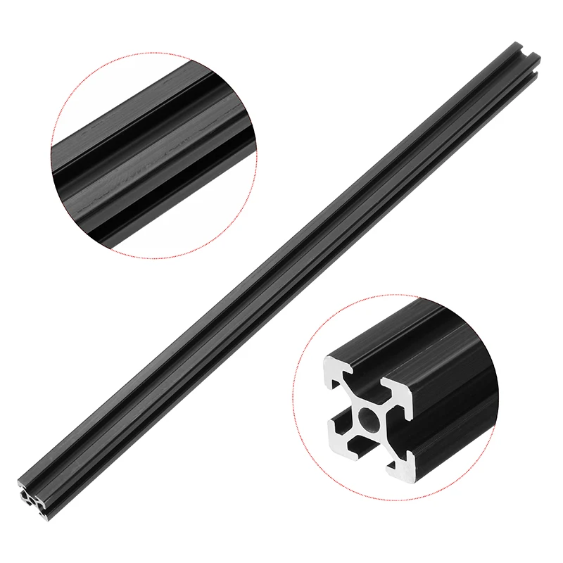 

HL2020 2020 T-Slot 400mm Length Black Aluminum Alloy Profiles Extrusion Frame For CNC 3D Printer Durable