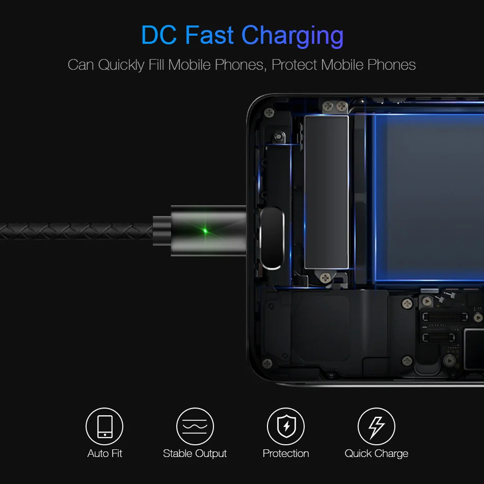 Магнитный кабель для iPhone 6 7 Xs Micro USB Type C 3A быстрой зарядки Samsung Xiaomi зарядное