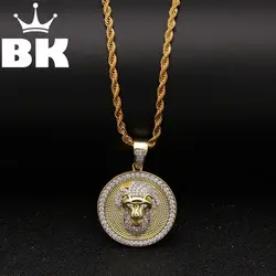 Хип-хоп KING Custom Лев CZ кулон ожерелье хип-хоп полный Iced Out кубический цирконий Золотой Серебряный CZ камень