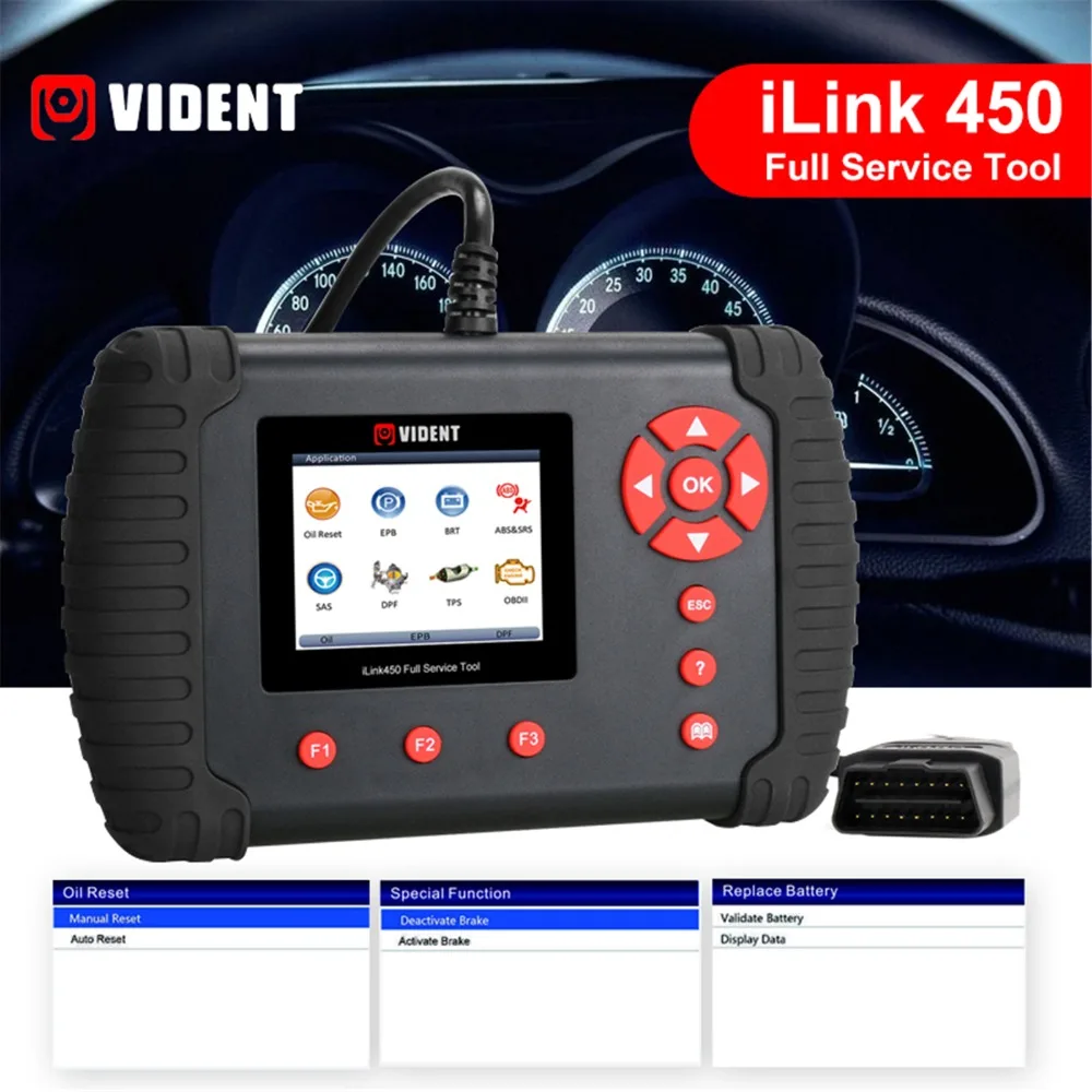 

iLink450 12V Car OBD Full Service Oil EPB ABS SAS Airbag Reset Throttle Alignment DPF Regeneration Battery Configuration Diag
