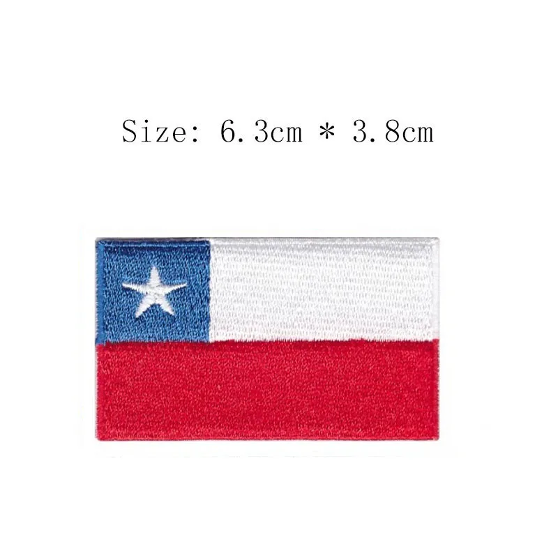Чили вышивной Флаг патч город, эмблема для мотоцикла, пальто,, железные на пришить левую грудь рубашки белая звезда патч