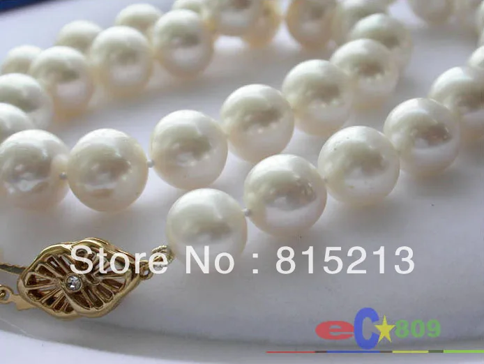 

FREE SHIPPING>>>@@ > N1610 17" 12mm WHITE ROUND FRESHWATER CULTURED PEARL NECKLACE
