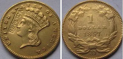 

$1 GOLD 1857-D copy coins