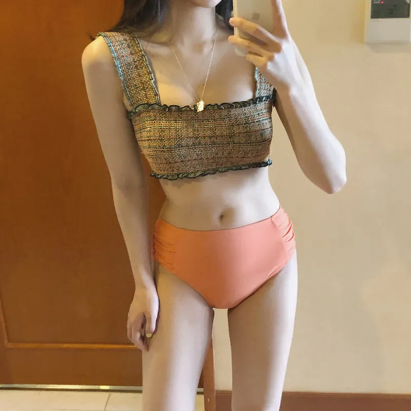 

Swimwear For Women Separate Beach Woman Clothes 2019 Swimsuit Female Plavky New Korea Broadband High Waist Sexy Spot Print