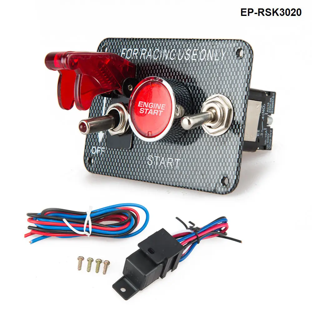 

12V Ignition Switch Panel Engine Start Push Button LED Toggle for Racing Car EP-RSK3020