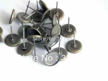 

500piece/lot 12mm bezel blank cameo base earring post with pad