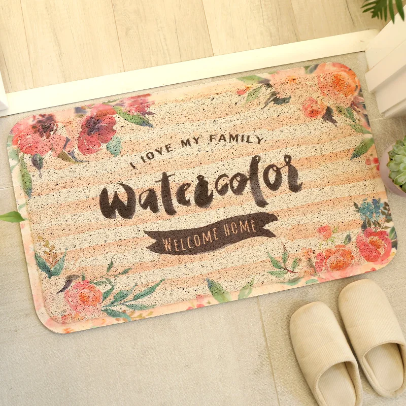 

Door rug PVC waterproof Door mat Home entrance carpet Environmental non-slip mat Nordic creative elastic Green plants carpet
