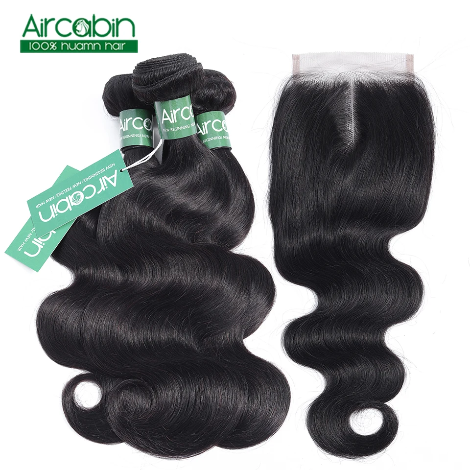 

Peruvian Hair Bundles with Closure Body Wave Bundles with Closure 3 Bundles with Closure Aircabin Non Remy 100% Human Hair