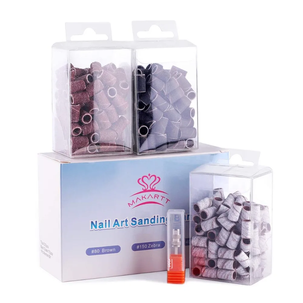 

MAKARTT 300pcs Sanding Bands Sand Band 80 150 240 Grit For Professional Manicure Pedicure Nail Drill Machine Each Size 100pcs