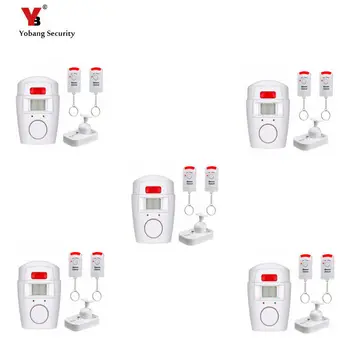 

Yobang Security 5pcs Wireless PIR/Motion Sensor Alarm+2 Remote Controls Local Alarm Burglar 105db Siren Local Alarm System