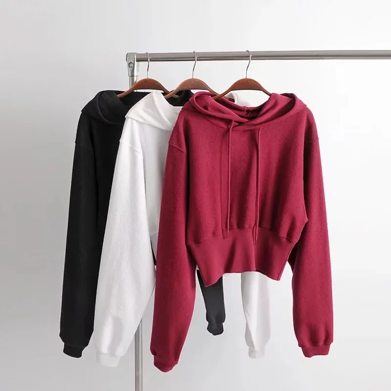 

Autumn and Winter New Women's Slimming High Waist Cotton Sweatshirt Fashion Sports Casual Solid Color Jacket Hooded Hoodie Women