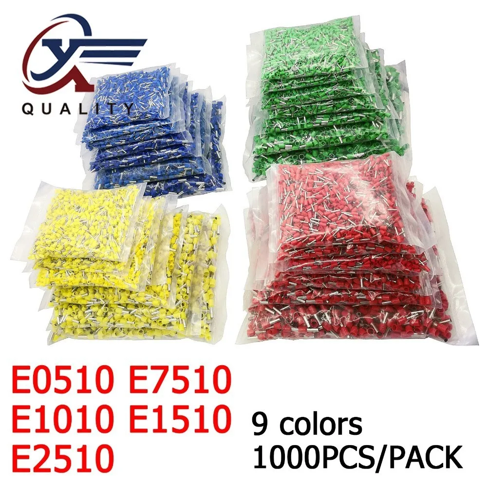 1000pcs/Pack E0510 E7510 E1010 E1510 E2510 Insulated Ferrules Terminal Block Cord End Wire Connector Electrical Crimp Terminator|Terminals| - AliExpress