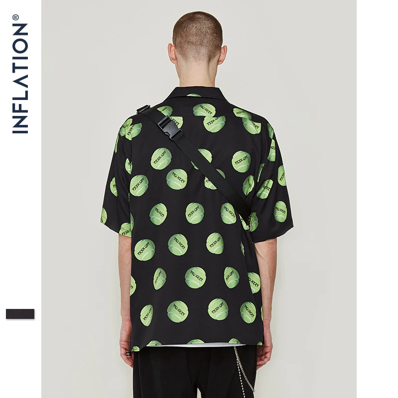 INFLATION 2019 SS Collection Men Loose Hip Hop Shirt Harajuku Japanese Streetwear Shirt High Street Printed Casual Shirt 9225S