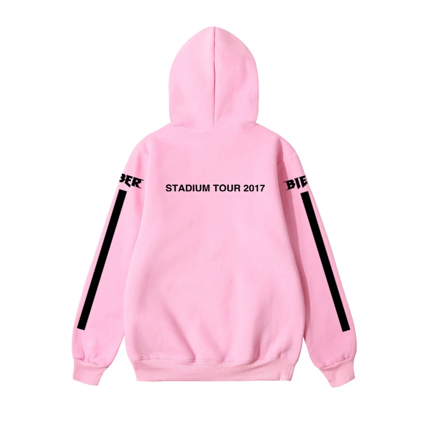 2018 New Design JUSTIN BIEBER STADIUM TOUR 2018 Men Hoodies Hip Hop Fashion Casual Blacck Stripe Purpose Tour Sweatshirts S-XXL