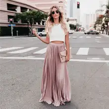 Высокая талия Женская мода леди элегантная складка Soild Винтаж свободные пляжные обёрточная бумага длинная юбка Новинка