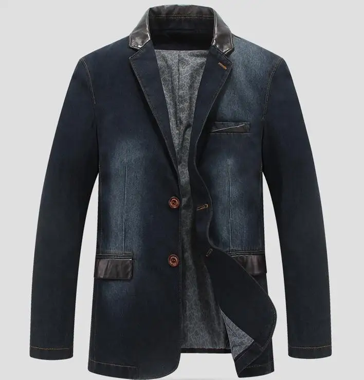 Dark blue Новинка, мужские блейзеры, ковбойские пальто для отдыха, мужской свободный Блейзер, осенние джинсовые куртки, модная куртка, верхняя одежда - Цвет: Dark blue