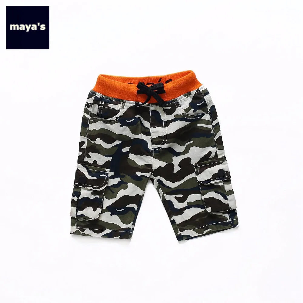 

Mayas Kids Summer Camouflage Printed Cargo Pants Children Fashion Spring Knee Pants Boys Causal Pocket Drawstring Pants 81128
