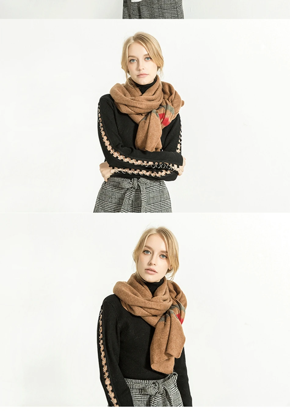 Waliicorners Women'S Scarf Winter Warm Headband Capes Cotton Casual Clothing Accessories Apparel Plaid 11 2_04