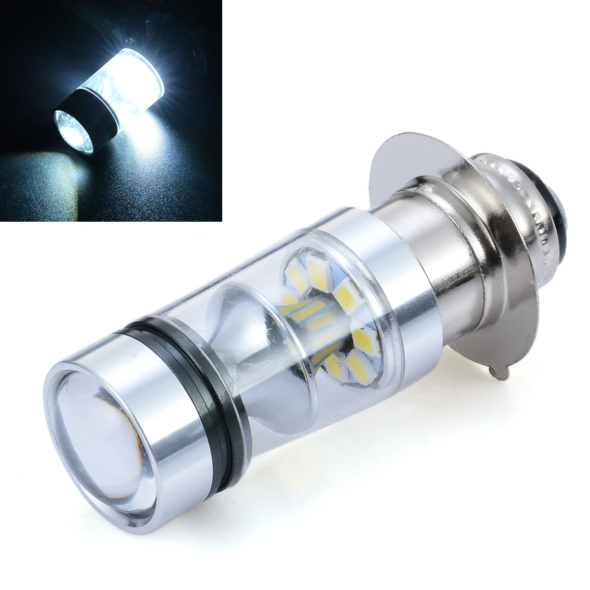 

1pc BA20D H6 2323 LED 100W Motorcycle Fog Day-time Running Light Turn Signal Stop Brake Lamp Bulb 6000K DC12V White