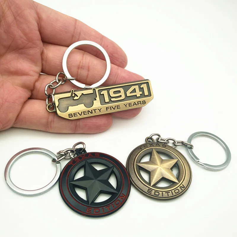 

FDIK Car Styling 75th Anniversary 1941 Emblem Metal Car Keychain Key Ring Holder For Jeep Wrangler Grand Cherokee Renegade