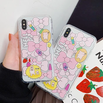 

New Cartoon Bow Soft Silicone Phone Case Cover for iphone 7 7plus 6 6s 6plus 8 8plus X XR XS Max Funny Sweet Bow Coque
