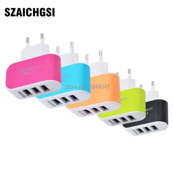 

SZAICHGSI 3 usb Port 5V 3.1A EU Plug good USB Travel Wall Charger for iphone 7 6 5 Samsung Mobile Phone Adapter wholesale 50pcs