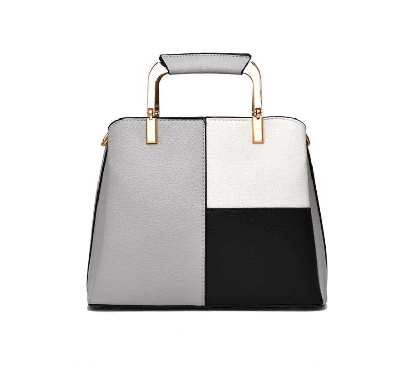 2018 New fashion color matching handbags wild medium large capacity ladies shopping office female Messenger bag shoulder bag     (23)