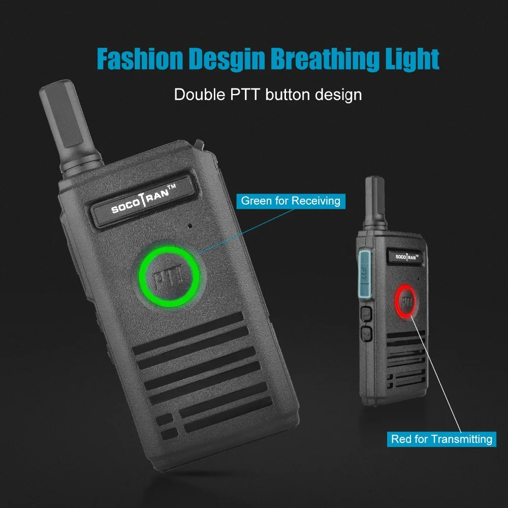 

Ship from RU SOCOTRAN SC-600 UHF mini walkie talkie Amateur Radio 400-470MHz Ultra slim two way radio double PTT breathing light