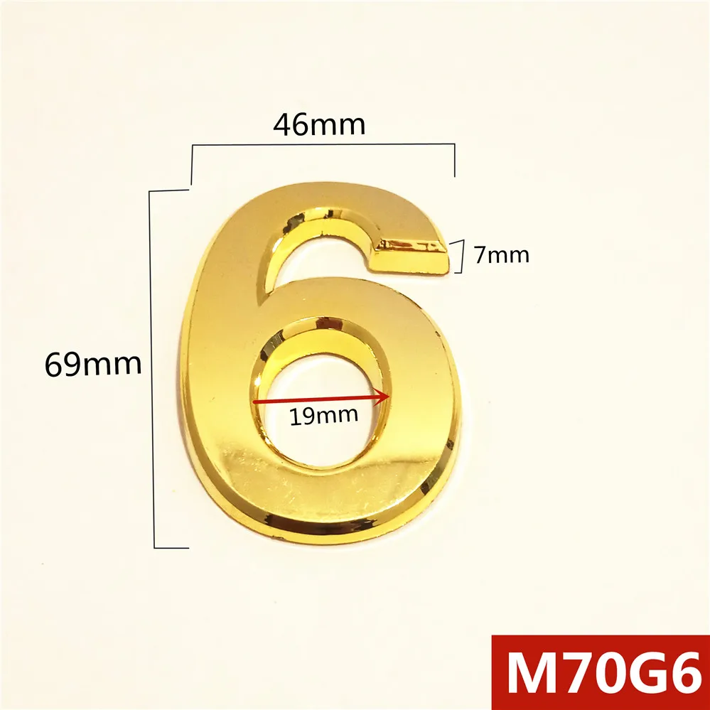 M70G亮金70mm塑料门牌=6号