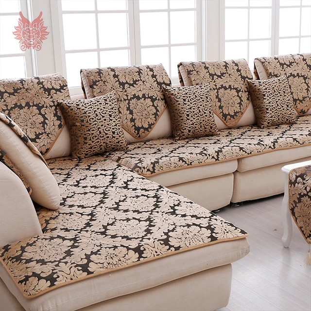 Europe Black Gold Fl Jacquard Terry Cloth Sofa Cover Plush Europe Black Gold Fl Jacquard Terry Cloth Sofa Cover Plush Sectional Slipcovers Furniture Couch Covers Capa