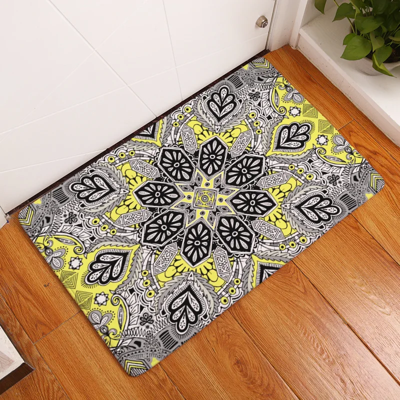

Flannel Geometric Pattern Floor Mat Anti-slip Living Room Door Mats Entrance Waterproof Bathroom Doormat Kitchen Carpet Home Rug