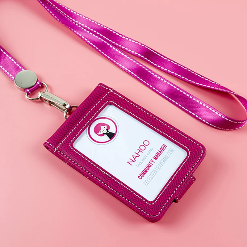 Nahoo Lanyards Id значок медсестры держатель кожа имя бирка банк Кредитная карта конфетный цвет идентификационные значки держатели выставки сотрудников карты
