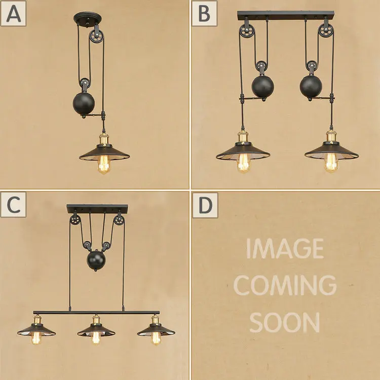 RH Lightings Retro Iron Pulley Pendant Lights Loft American Vintage