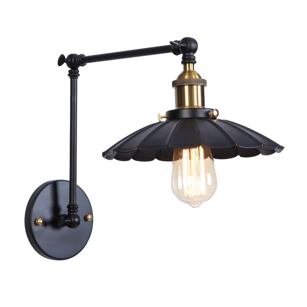

American Village Wall Lamp E27 Bulb with lampshade Iron Industrial restaurant led wall lamp bar Bedroom wall light RWL0019