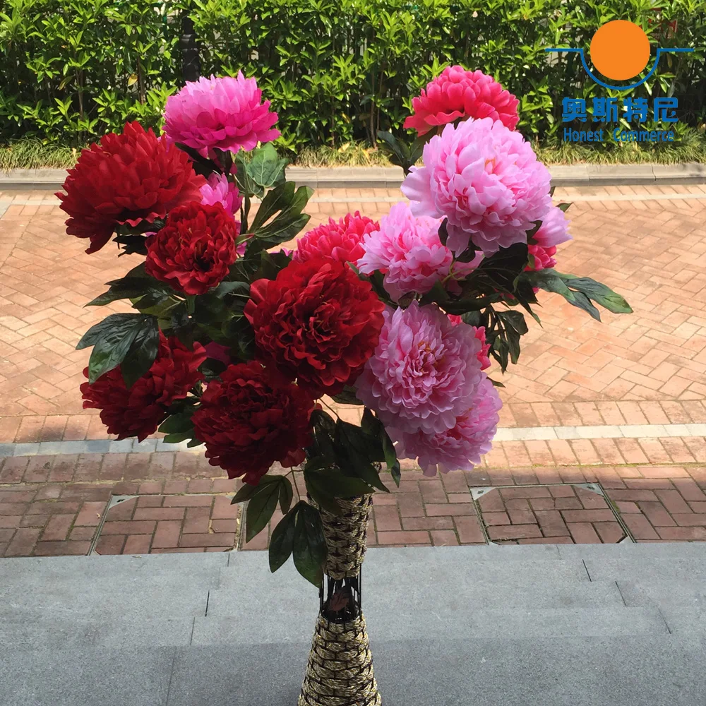 

big size artificial flower bouquets Real Touch 3 heads one branch artificial peony flower bouquets