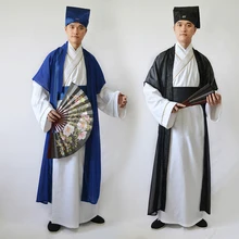 Китайская старинная школьная одежда, винтажная мужская одежда Hanfu, мужской длинный халат, костюм для костюмированной вечеринки на Хэллоуин