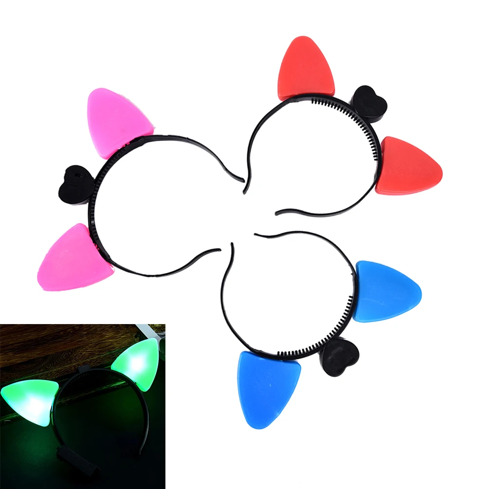 1PCS LED Cat Ears Headbands Party Light Up Flashing Blinking Party Wear